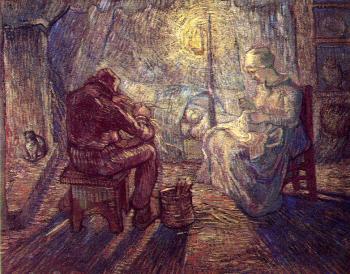 Vincent Van Gogh : The Family at Night(after Millet)